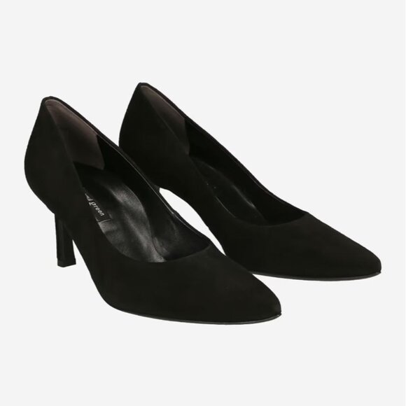 🆕PAUL GREEN Super Soft Pointed Toe Heel Pump Shoes 10 Black Suede - Picture 2 of 10